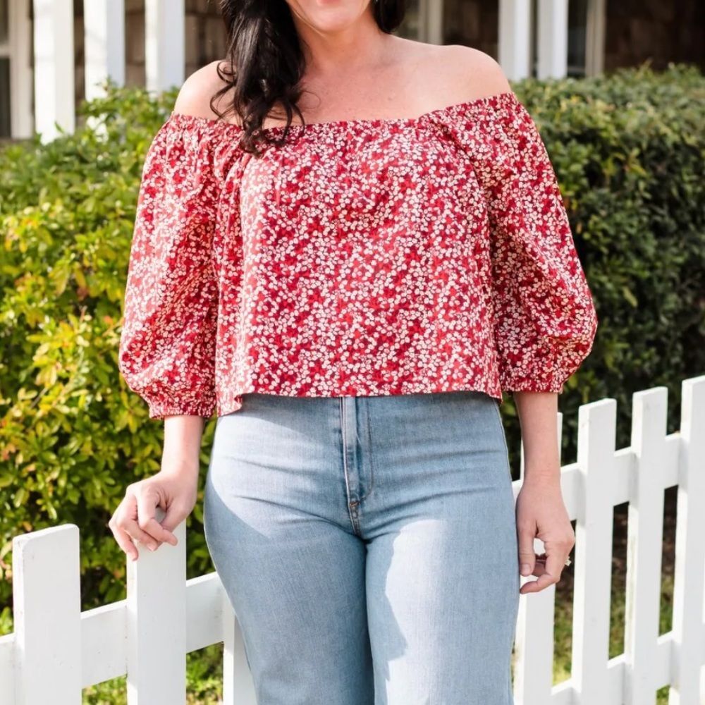 APIECE APART Gali Floral Organic Cotton Top Large Chic Fairy Boho Blouse NEW